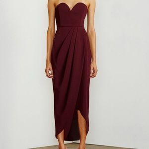 Shona Joy Bustier Draped Maxi Dress burgundy